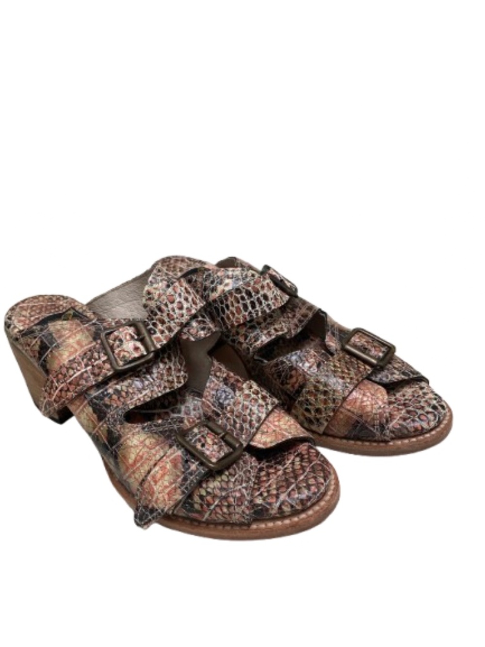 Freebird by Steven Caprice Snakeskin Leather Block Heel Sandals